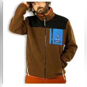 Scotch & Soda Men's Brown Colorblocked
Fleece Jacket size Large